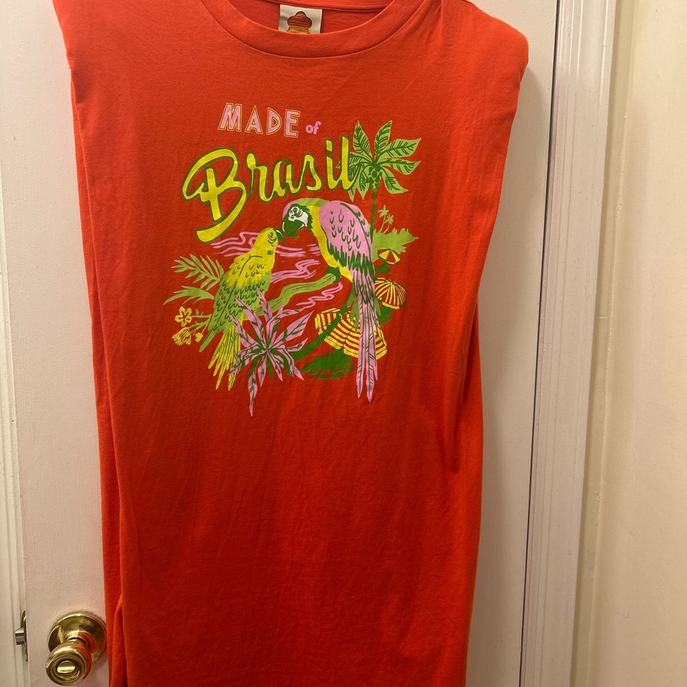 FARM Rio Red Parrot Print Midi Dress